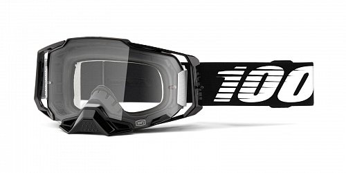 brýle ARMEGA Black, 100% - USA (čiré plexi s čepy pro slídy)